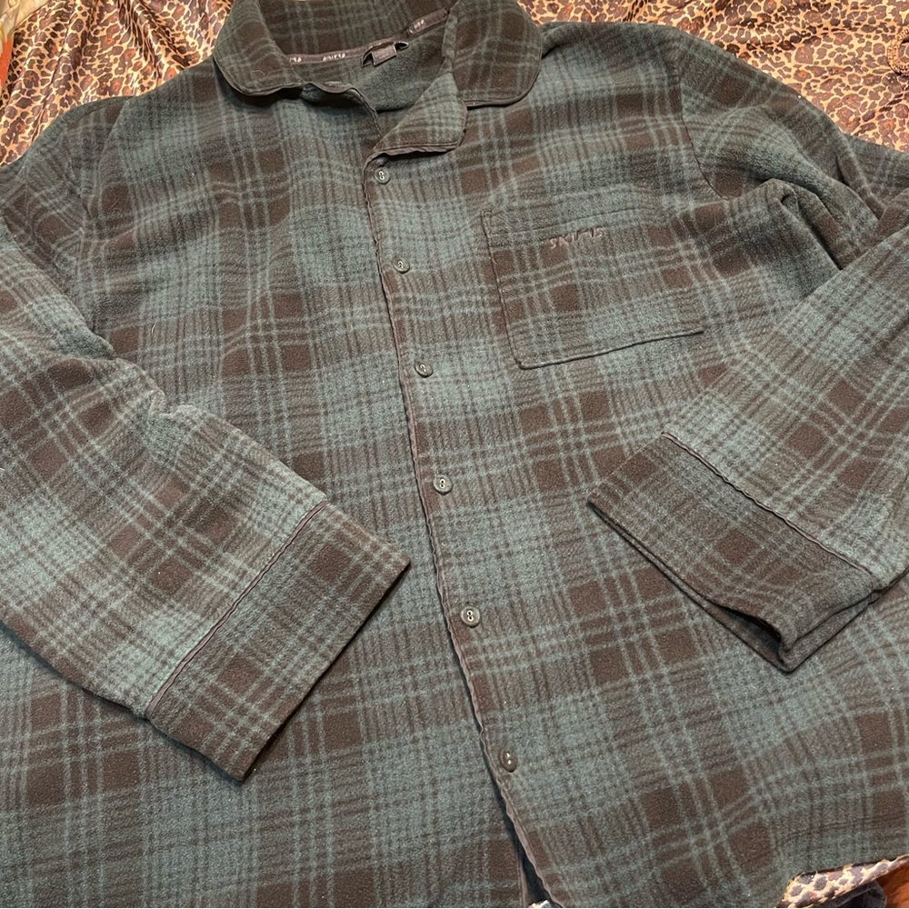 SKIMS Flannel Long Sleeve Button Up Pajama Shirt